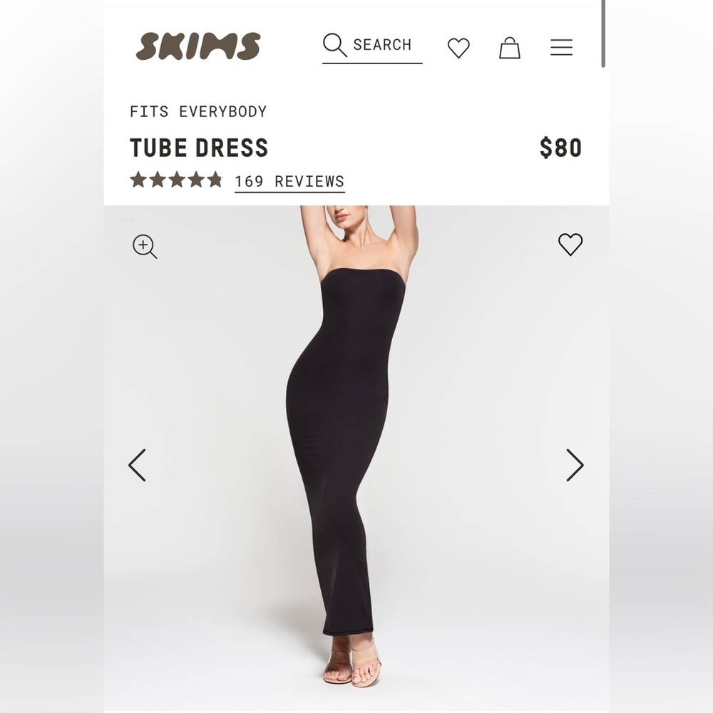 Skims Fits Everybody Tube Dress Black Medium